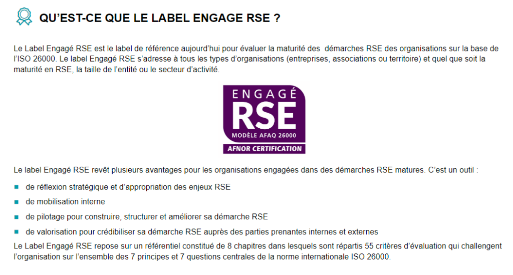 descriptif engagé RSE par afnor certification