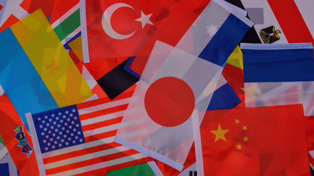 Image illustrant différents pays avec leur drapeaux 